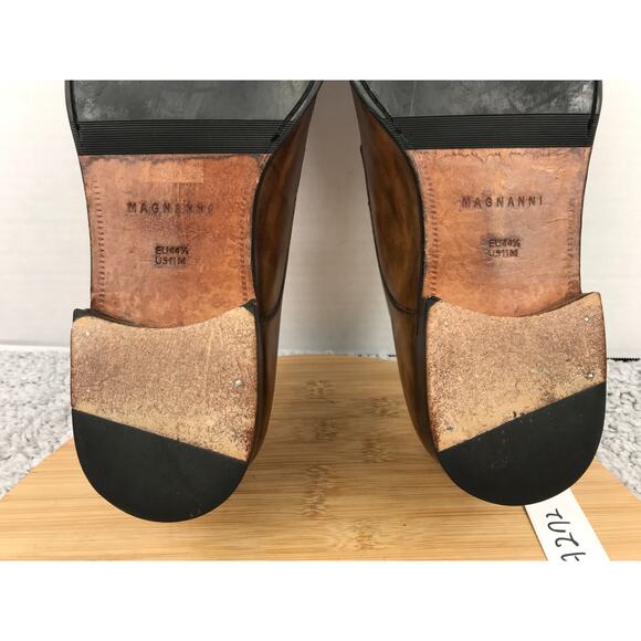 Magnanni Brown Leather Plain Toe Career Oxford Derby Dress Shoes Mens 11 12054 - Picture 11 of 14